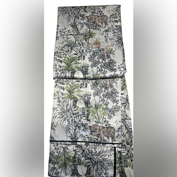 Anatara Window Panels 96 inch Tiger Safari Tropical Black Damask Curtain Drapes - Picture 3 of 5